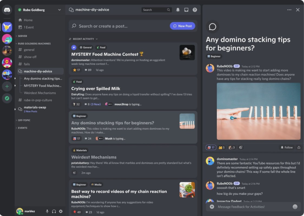 Discord server for a gaming streamer showing announcement and community chat channels