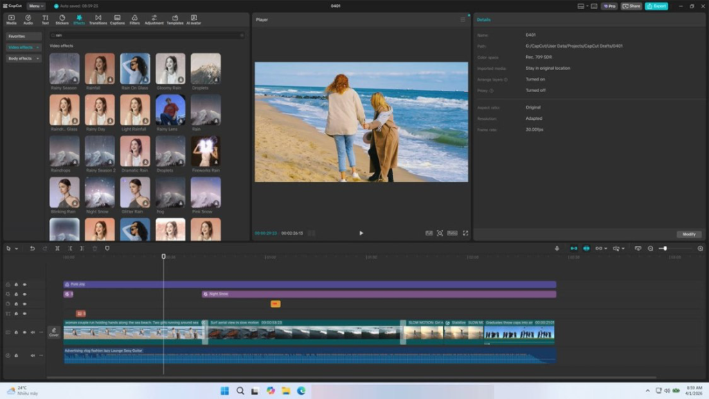 CapCut desktop editor with a vertical gaming clip on the timeline and text overlay applied